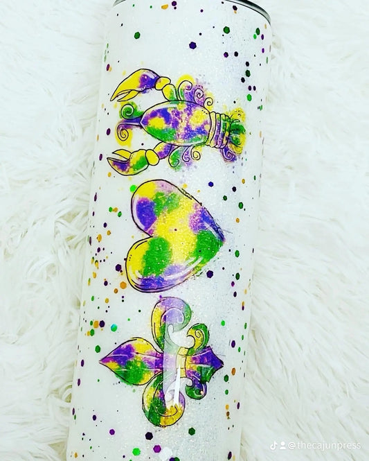 MARDI GRAS-PEACE LOVE CRAWFISH-TUMBLER