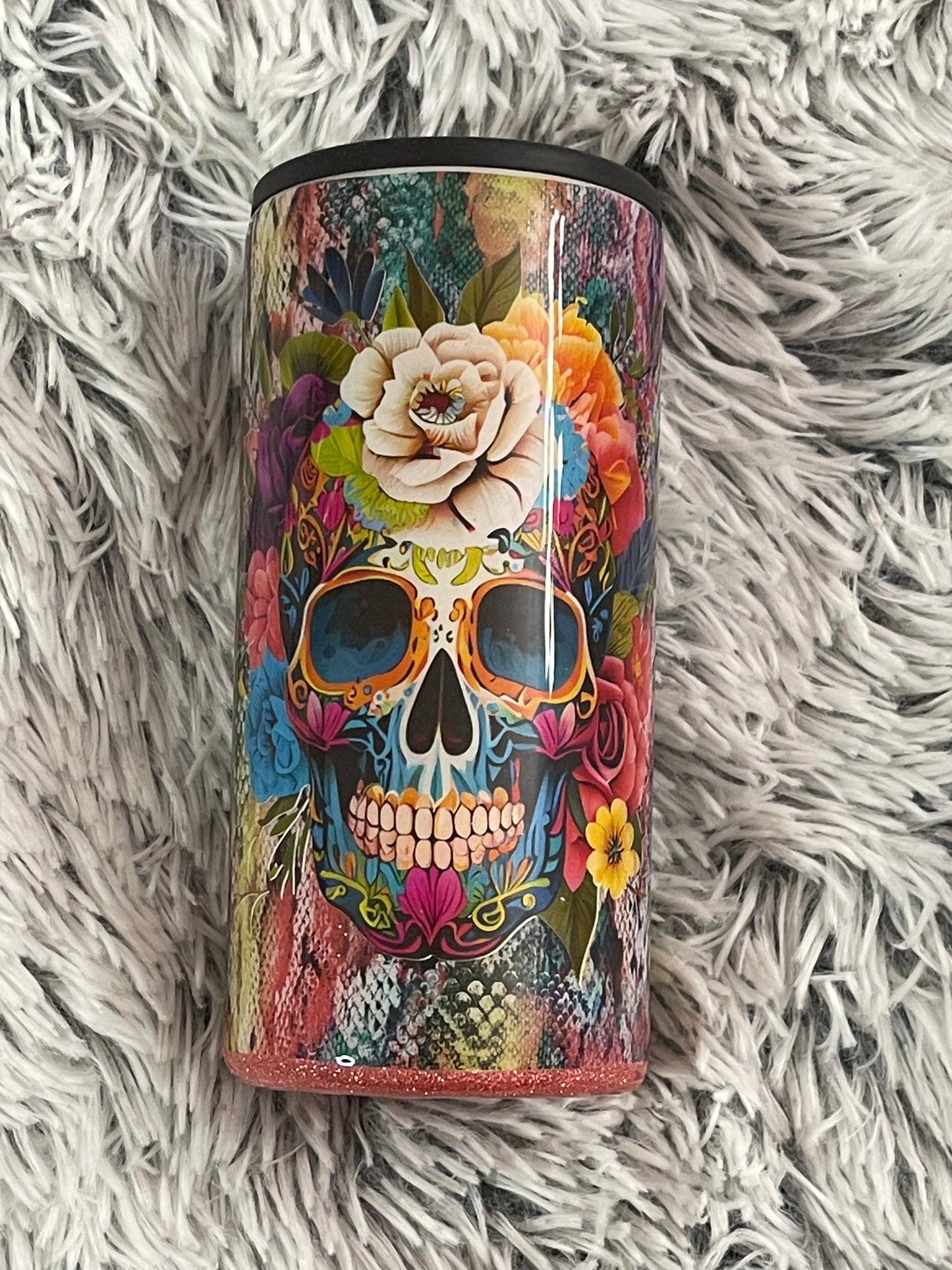 RTS Sugar Skull Slim Can Cooler